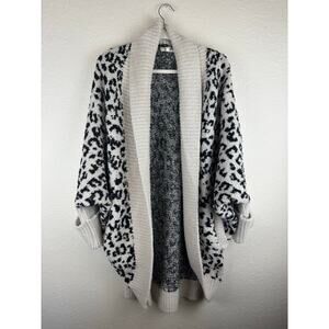 Sweet Lovely By Jen Long Cardigan Black and White Animal Print 2XL